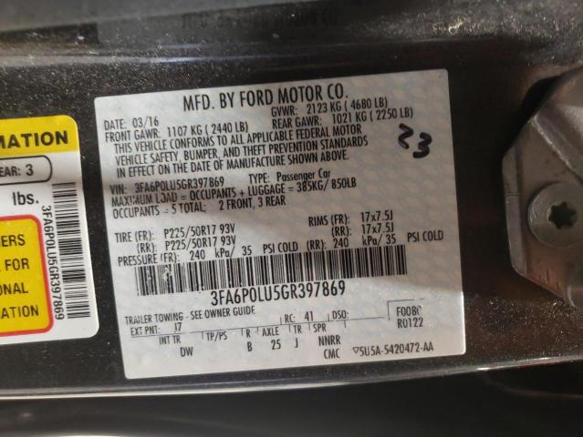 Photo 10 from auction – 2016 FORD FUSION SE with VIN 3FA6P0LU5GR397869