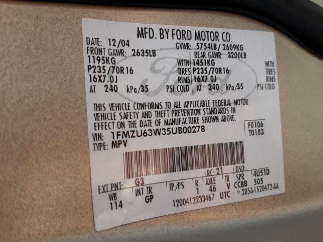 Zdjęcie 10 z aukcji – 2005 FORD EXPLORER X z VIN 1FMZU63W35UB00278
