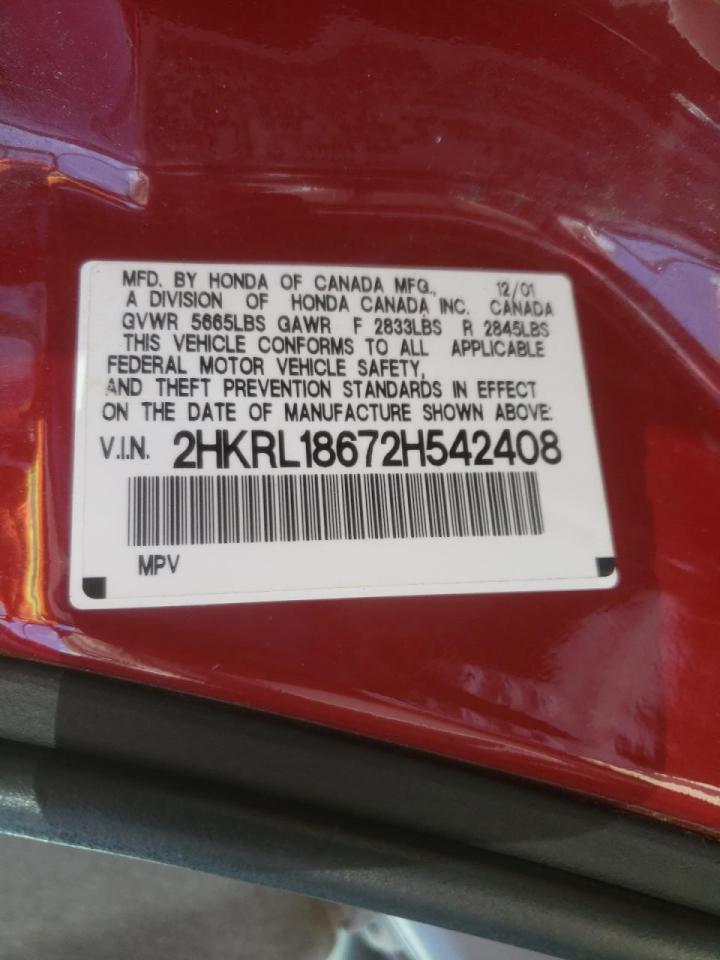 Photo 10 from auction – 2002 HONDA ODYSSEY EX with VIN 2HKRL18672H542408