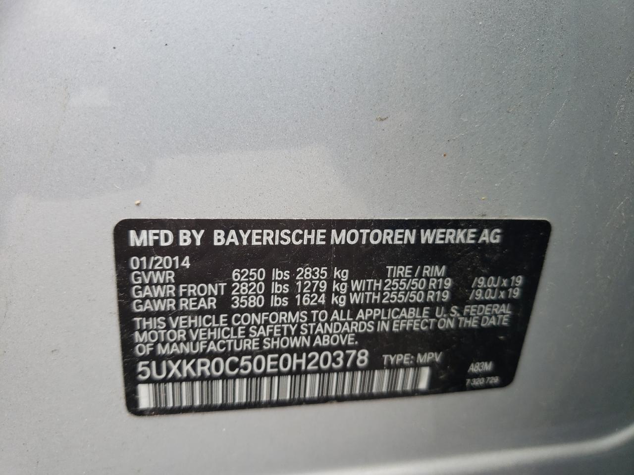 Photo 10 from auction – 2014 BMW X5 XDRIVE3 with VIN 5UXKR0C50E0H20378