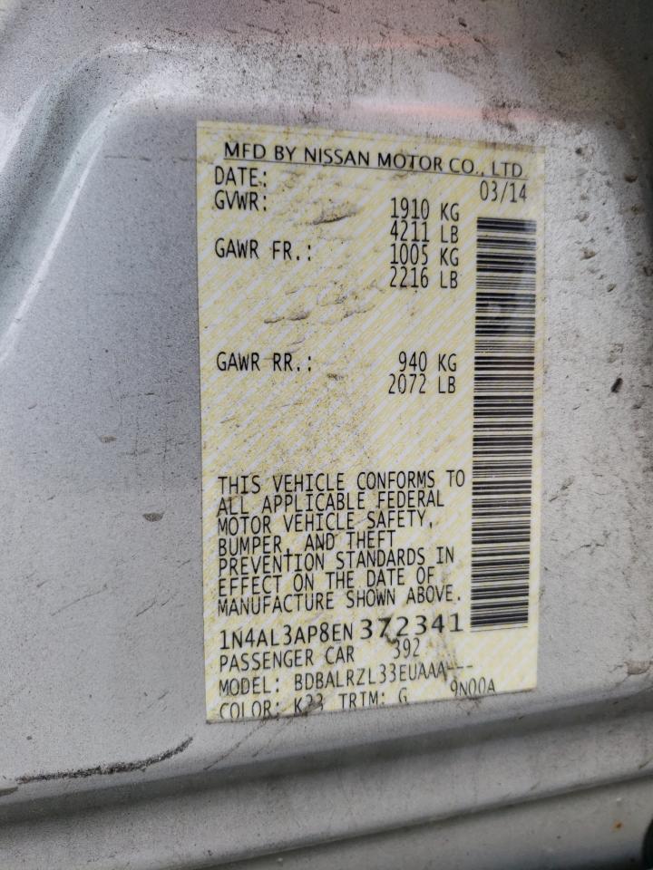 Photo 10 from auction – 2014 NISSAN ALTIMA 2.5 with VIN 1N4AL3AP8EN372341
