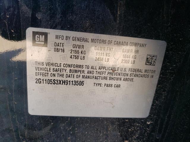 Photo 10 from auction – 2017 CHEVROLET IMPALA LT with VIN 2G1105S3XH9113506