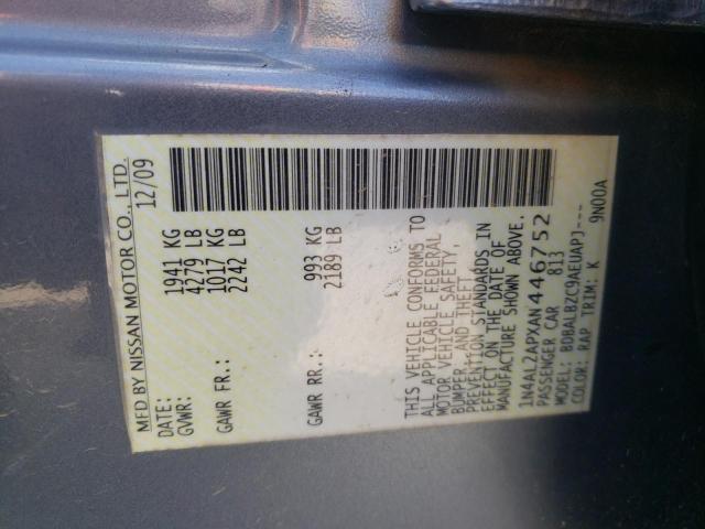 Photo 10 from auction – 2010 NISSAN ALTIMA BAS with VIN 1N4AL2APXAN446752