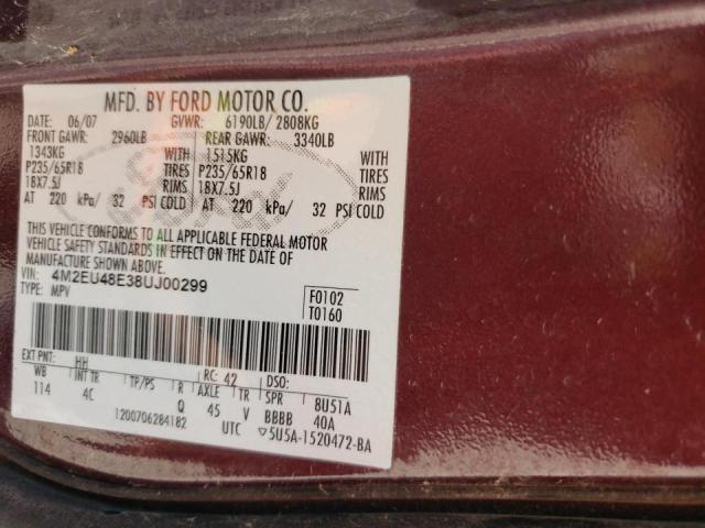 Photo 10 from auction – 2008 MERCURY MOUNTAINEE with VIN 4M2EU48E38UJ00299