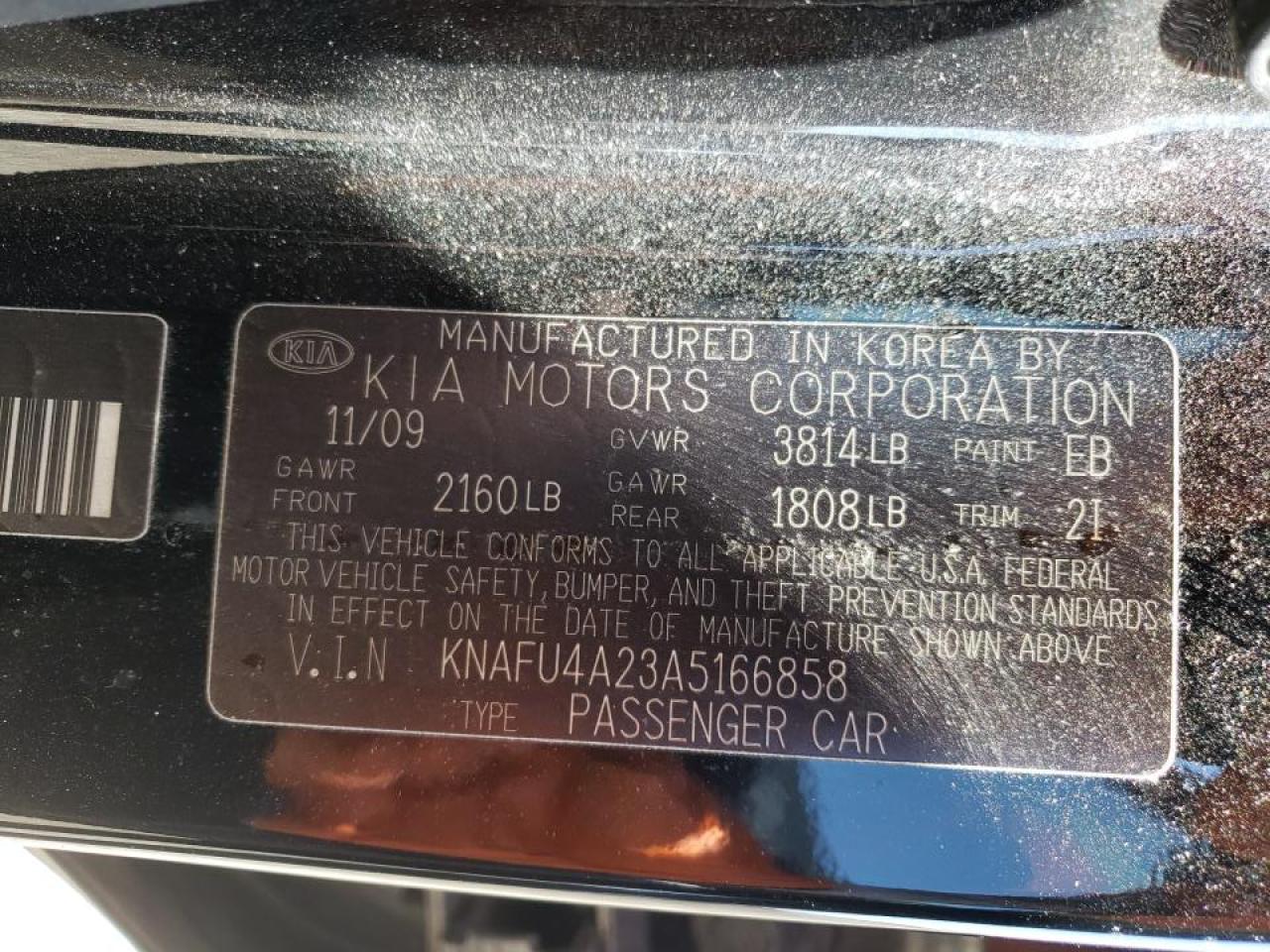 Photo 10 from auction – 2010 KIA FORTE EX with VIN KNAFU4A23A5166858