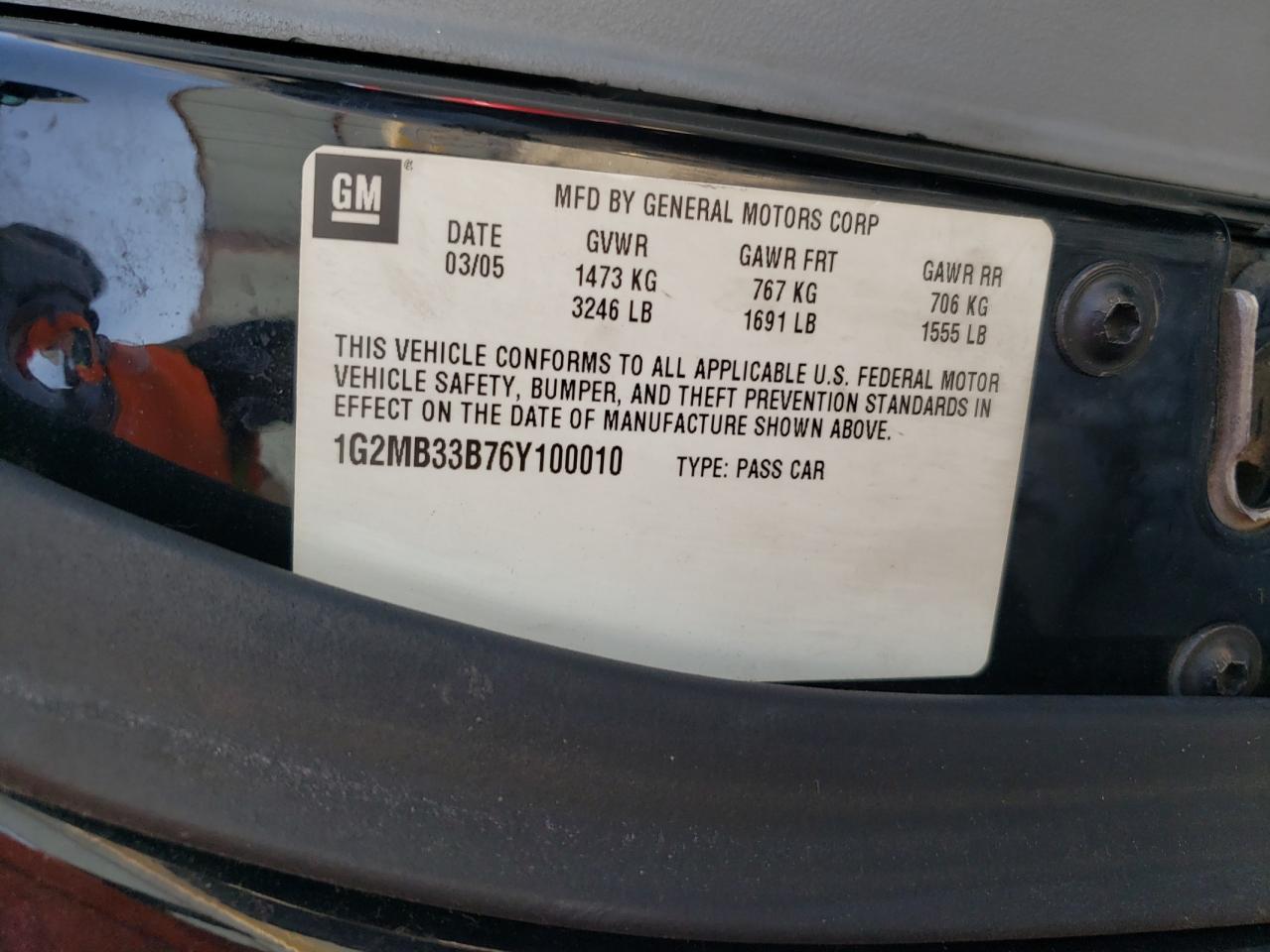 Photo 10 from auction – 2007 PONTIAC SOLSTICE with VIN 1G2MB35B77Y119297