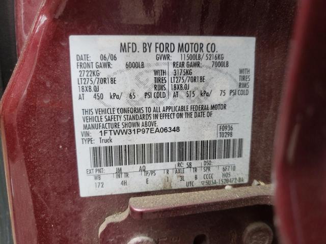 Photo 10 from auction – 2007 FORD F350 SRW S with VIN 1FTWW31P97EA06348