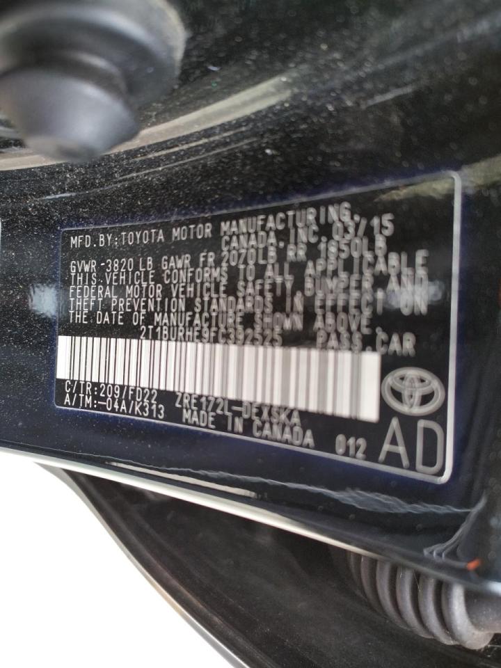 Photo 10 from auction – 2015 TOYOTA COROLLA L with VIN 2T1BURHE9FC392525