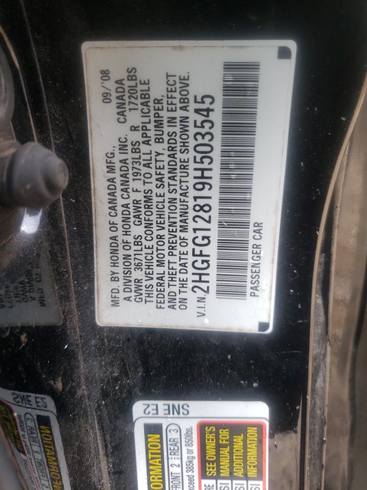 Photo 10 from auction – 2009 HONDA CIVIC EX with VIN 2HGFG12819H503545