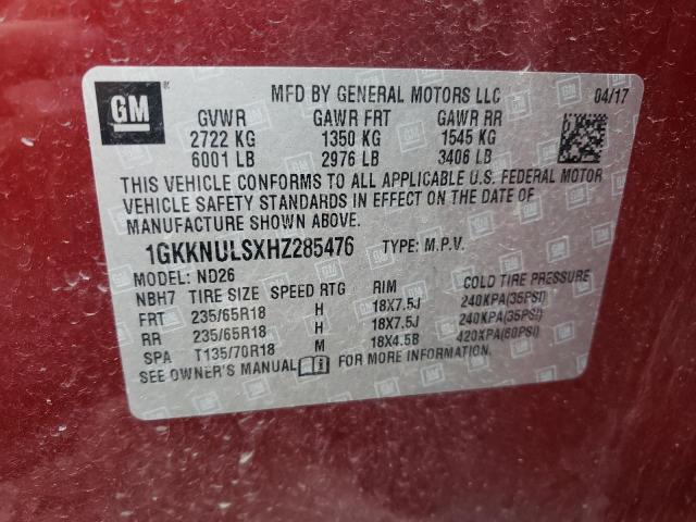 Photo 10 from auction – 2017 GMC ACADIA SLT with VIN 1GKKNULSXHZ285476