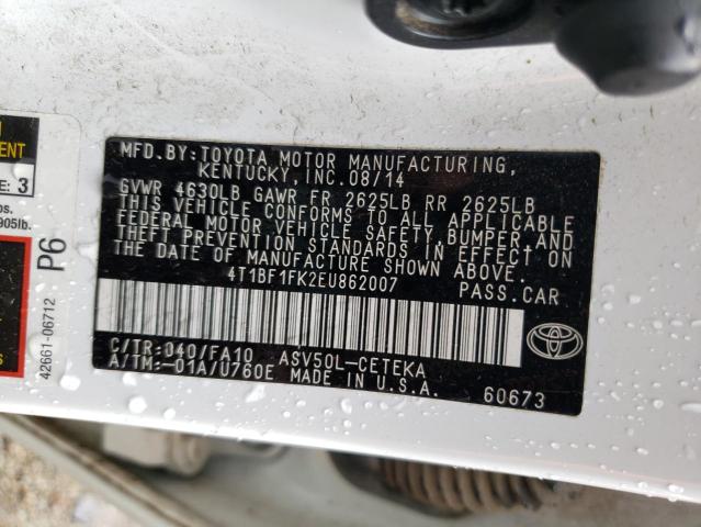 Photo 10 from auction – 2014 TOYOTA CAMRY L with VIN 4T1BF1FK2EU862007