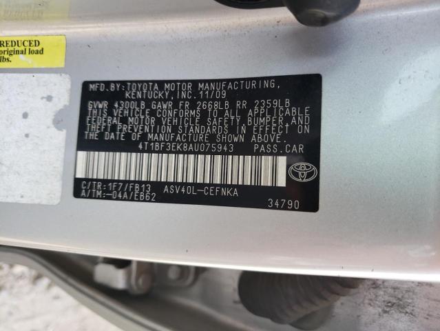 Photo 10 from auction – 2010 TOYOTA CAMRY BASE with VIN 4T1BF3EK8AU075943
