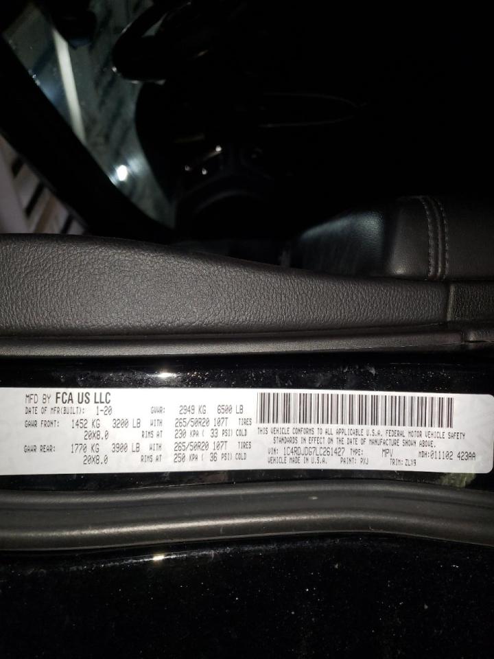 Photo 10 from auction – 2020 DODGE DURANGO GT with VIN 1C4RDJDG7LC261427