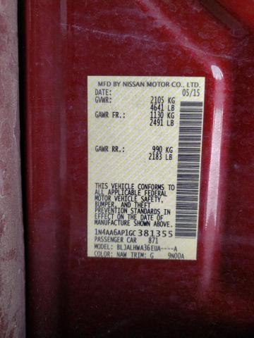 Photo 10 from auction – 2016 NISSAN MAXIMA 3.5 with VIN 1N4AA6AP1GC381355