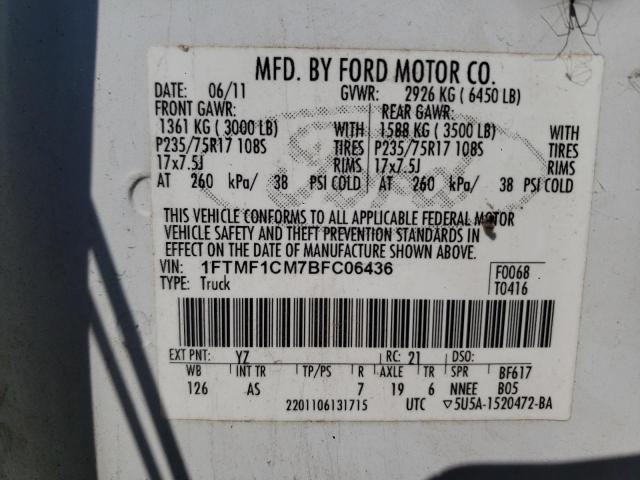 Photo 10 from auction – 2011 FORD F150 with VIN 1FTMF1CM7BFC06436