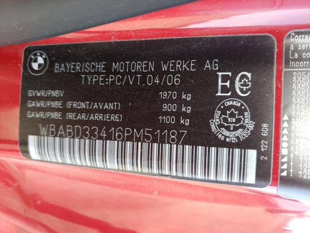 Photo 10 from auction – 2006 BMW 325 CI with VIN WBABD33416PM51187