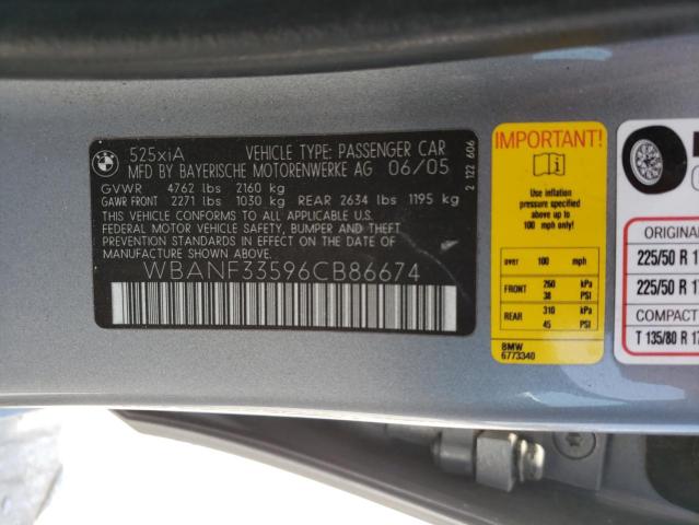Photo 10 from auction – 2006 BMW 525 XI with VIN WBANF33596CB86674