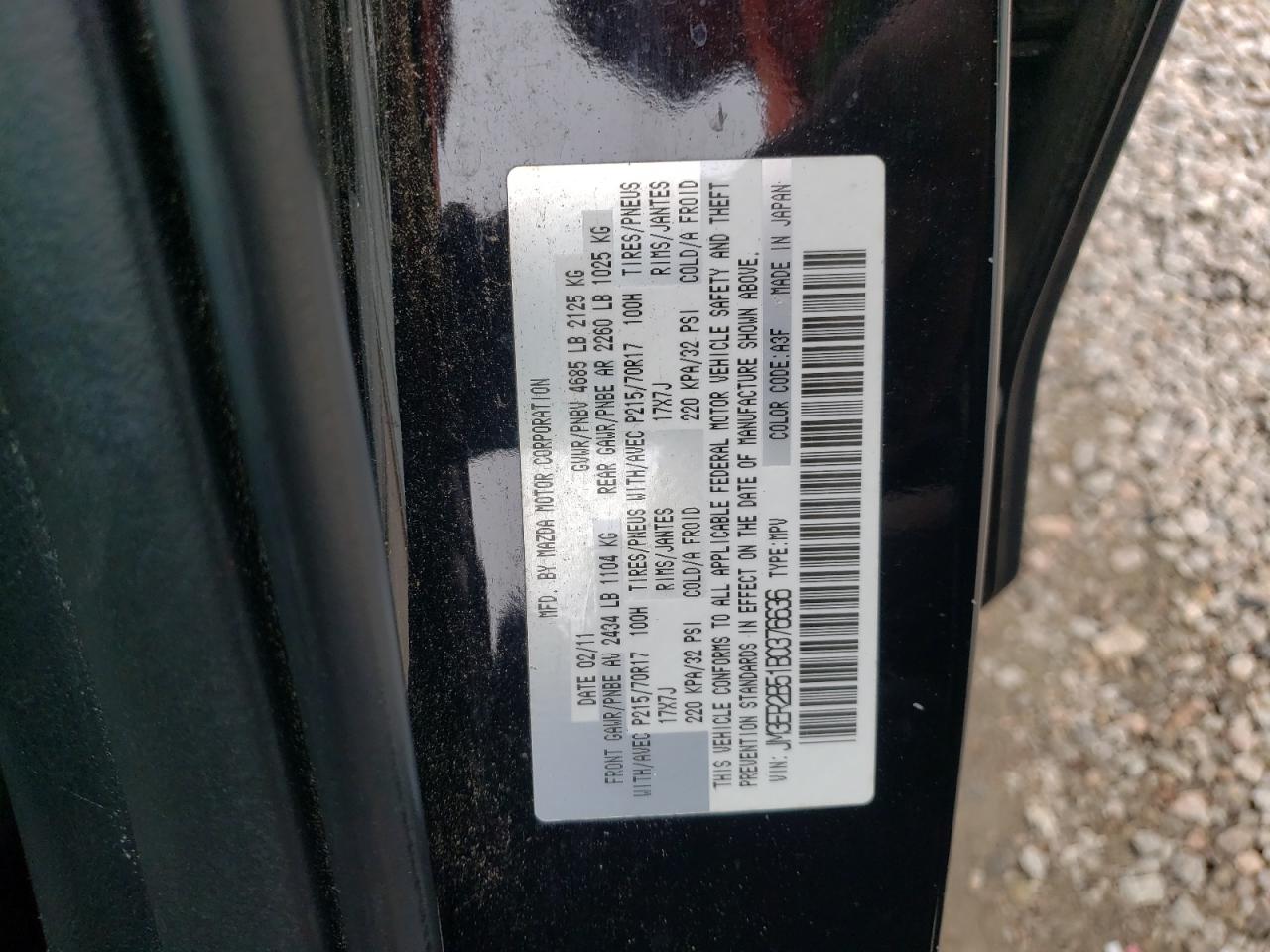 Photo 10 from auction – 2011 MAZDA CX-7 with VIN JM3ER2B51B0376636