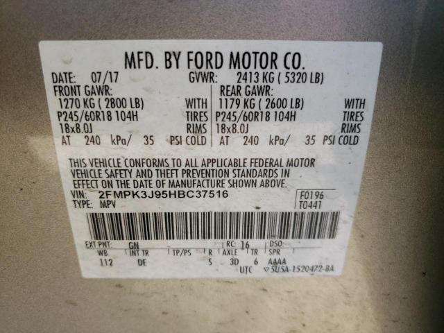 Photo 10 from auction – 2017 FORD EDGE SEL with VIN 2FMPK3J95HBC37516
