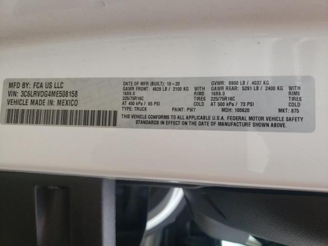 Photo 10 from auction – 2021 RAM PROMASTER with VIN 3C6LRVDG4ME508158