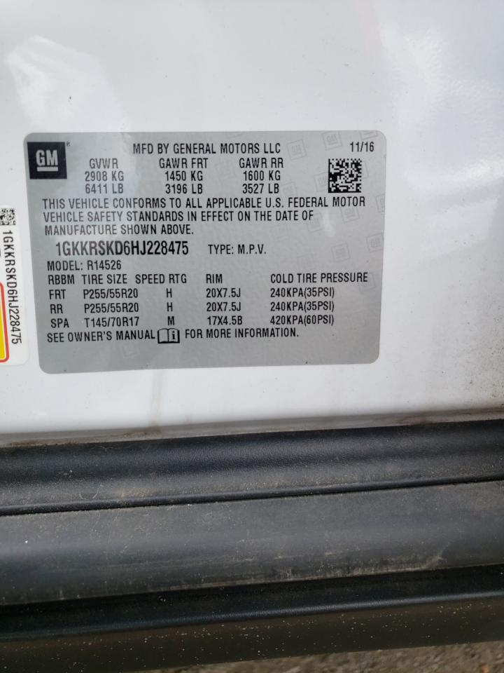 Photo 10 from auction – 2017 GMC ACADIA LIM with VIN 1GKKRSKD6HJ228475
