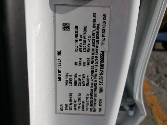 Photo 10 from auction – 2021 TESLA MODEL 3 with VIN 5YJ3E1EA1MF066554