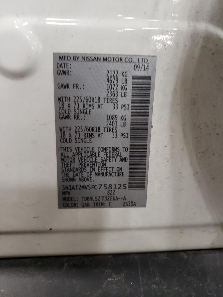 Photo 10 from auction – 2015 NISSAN ROGUE S with VIN 5N1AT2MV5FC758125