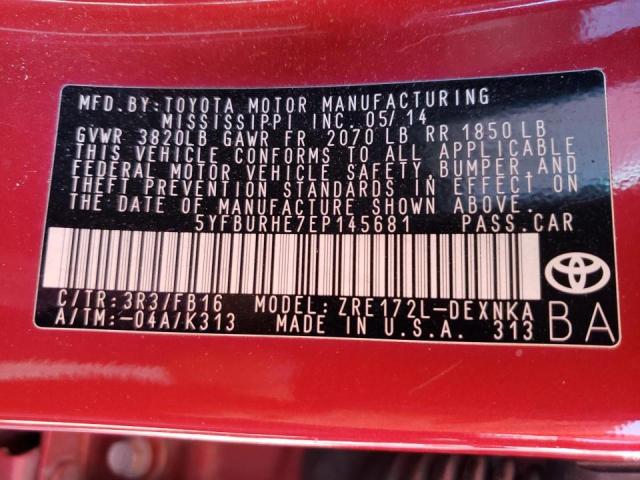 Photo 10 from auction – 2014 TOYOTA COROLLA L with VIN 5YFBURHE7EP145681