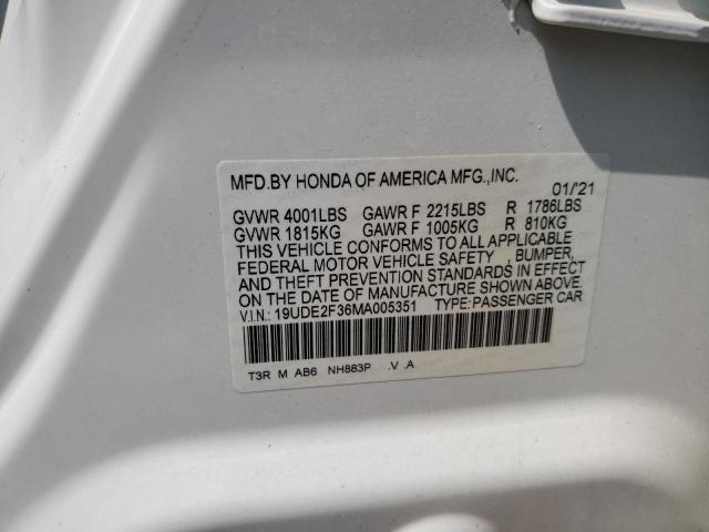 Photo 10 from auction – 2021 ACURA ILX with VIN 19UDE2F36MA005351