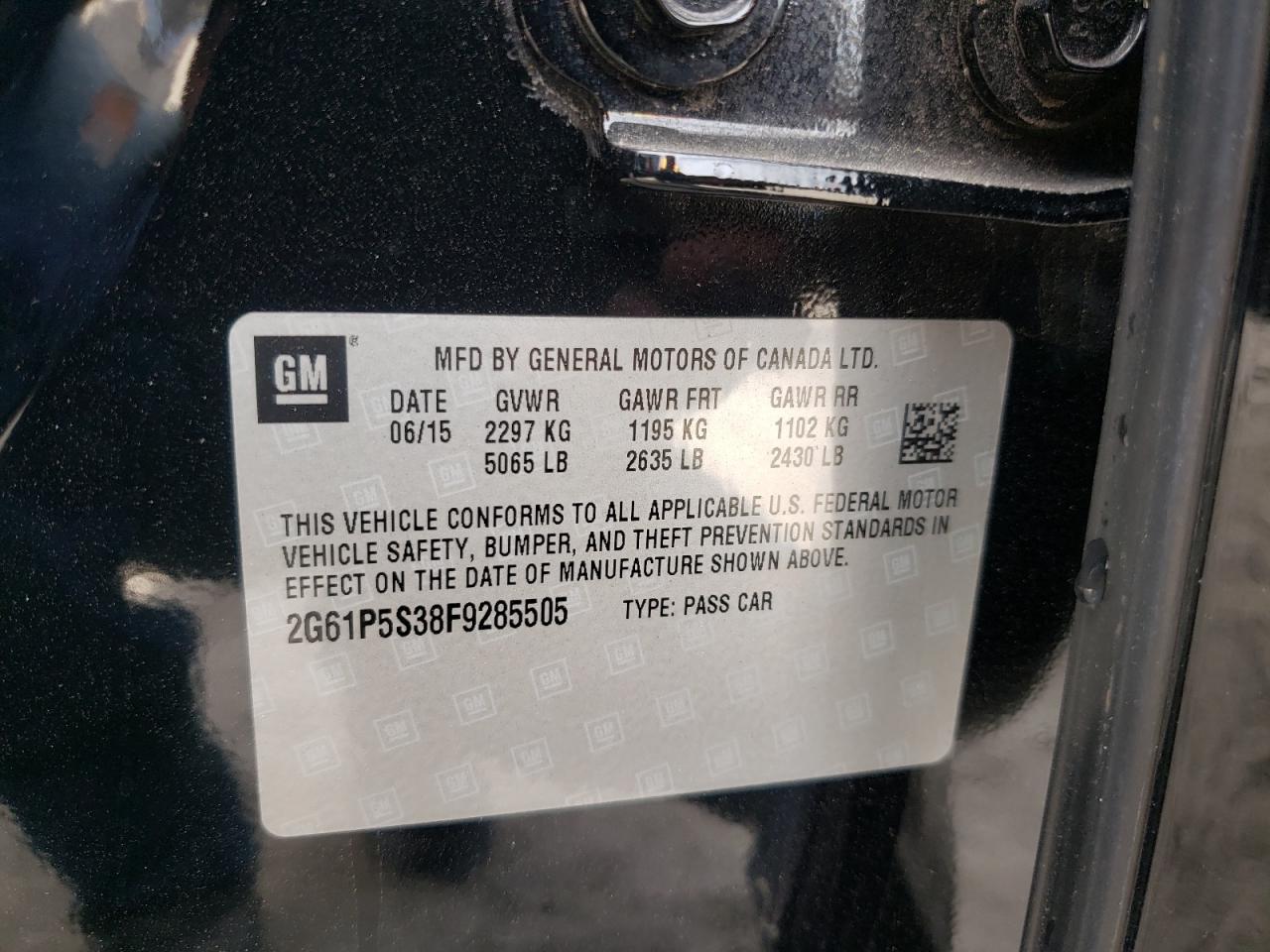 Photo 10 from auction – 2015 CADILLAC XTS PREMIU with VIN 2G61P5S38F9285505