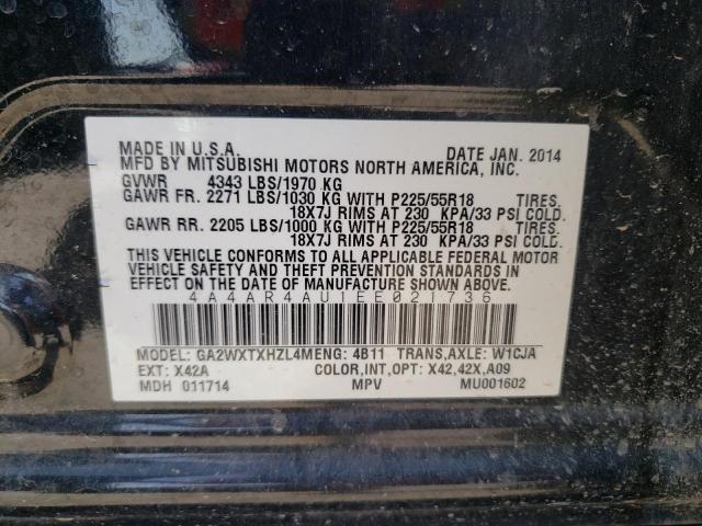 Photo 10 from auction – 2014 MITSUBISHI OUTLANDER with VIN 4A4AR4AU1EE021736