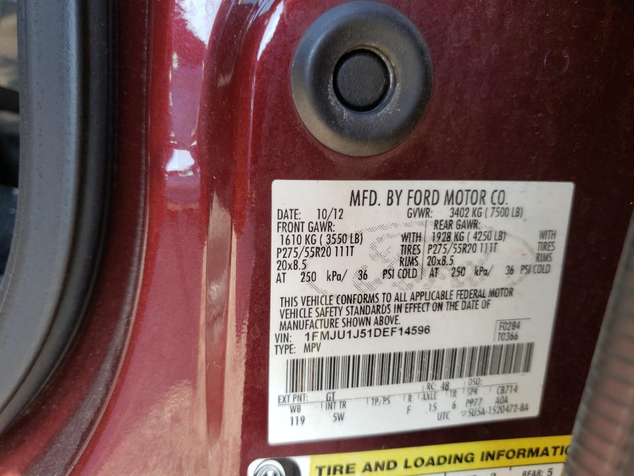 Photo 10 from auction – 2013 FORD EXPEDITION with VIN 1FMJU1J51DEF14596