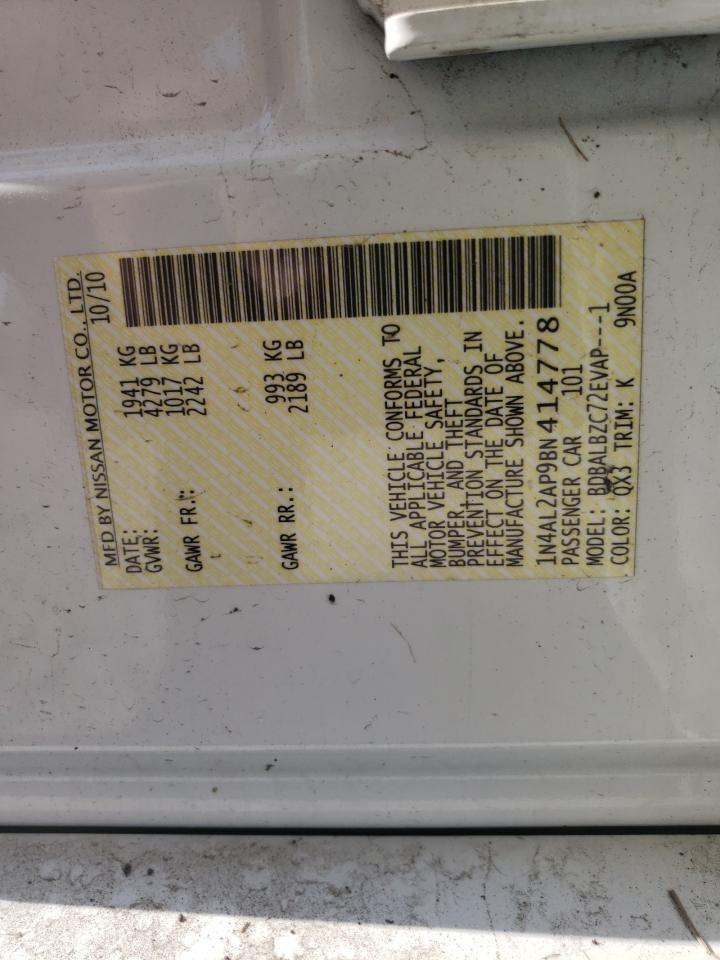 Photo 10 from auction – 2011 NISSAN ALTIMA BAS with VIN 1N4AL2AP9BN414778