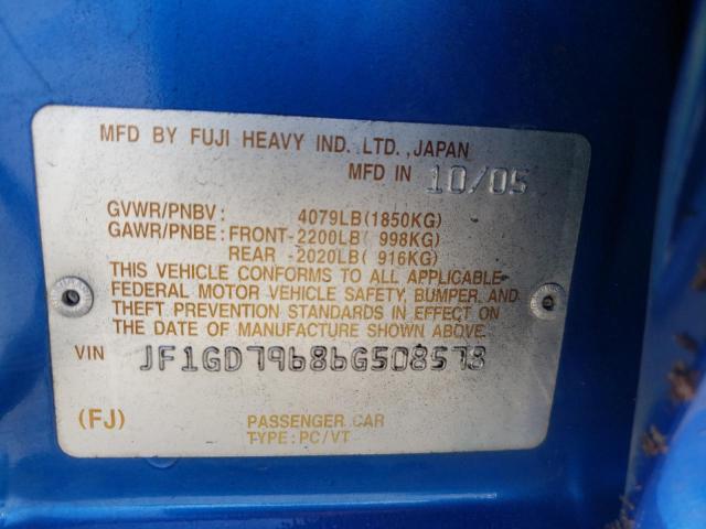 Photo 10 from auction – 2006 SUBARU IMPREZA WR with VIN JF1GD79686G508578