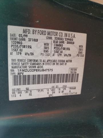 Photo 10 from auction – 1999 FORD EXPLORER with VIN 1FMZU32P8XUB47575
