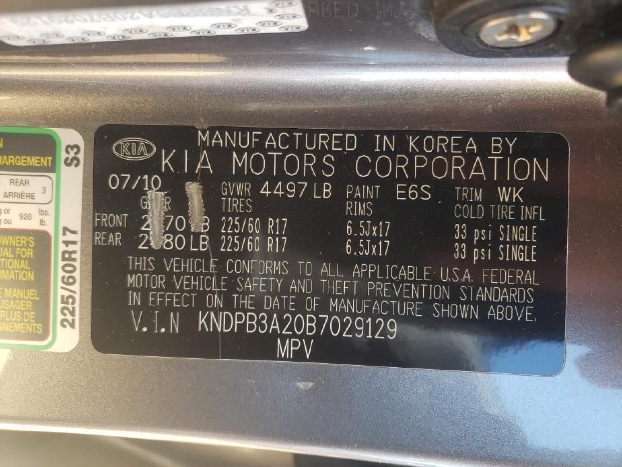 Photo 10 from auction – 2011 KIA SPORTAGE L with VIN KNDPB3A20B7029129