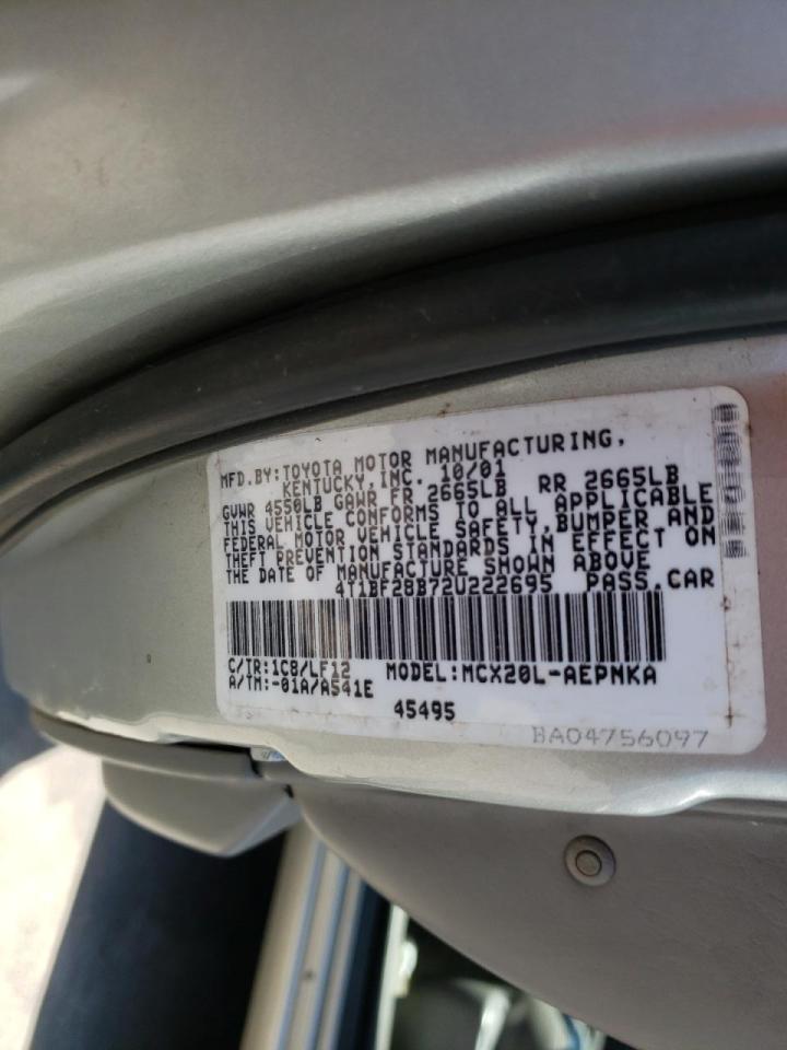 Photo 10 from auction – 2002 TOYOTA AVALON XL with VIN 4T1BF28B72U222695