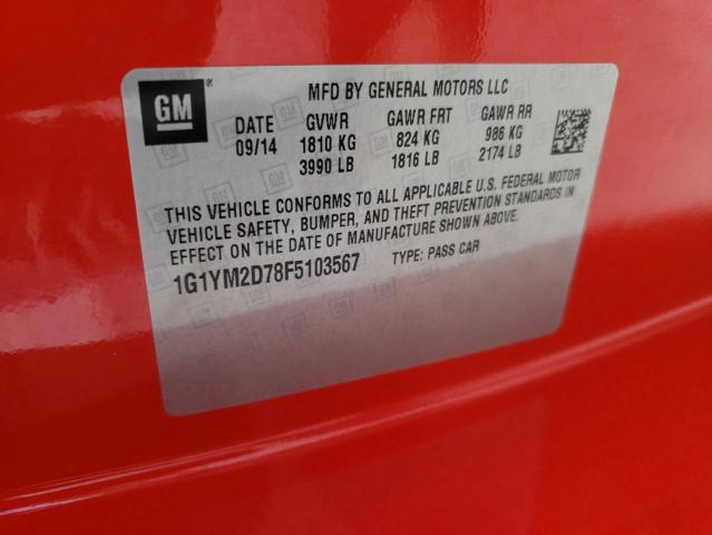 Photo 10 from auction – 2015 CHEVROLET CORVETTE S with VIN 1G1YM2D78F5103567