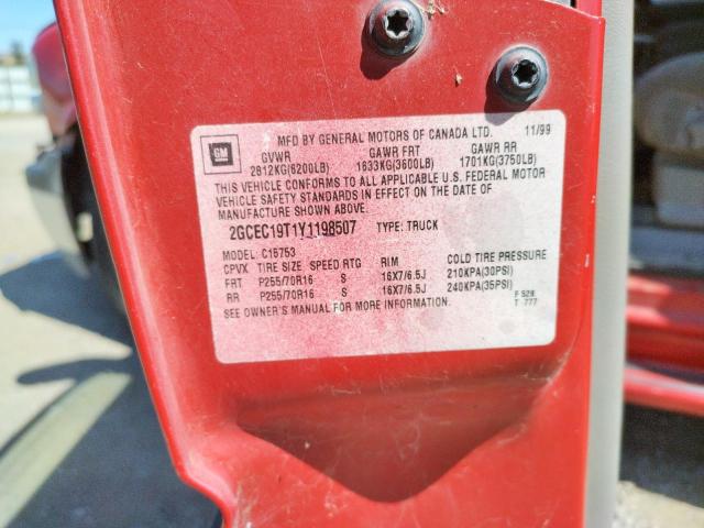 Photo 10 from auction – 2000 CHEVROLET SILVERADO with VIN 2GCEC19T1Y1198507
