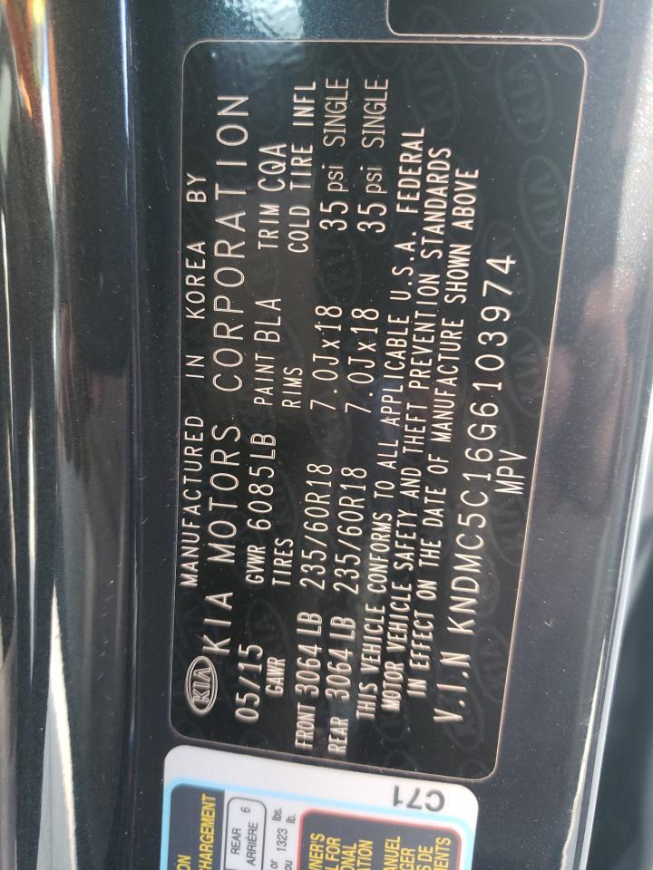 Photo 10 from auction – 2016 KIA SEDONA EX with VIN KNDMC5C16G6103974