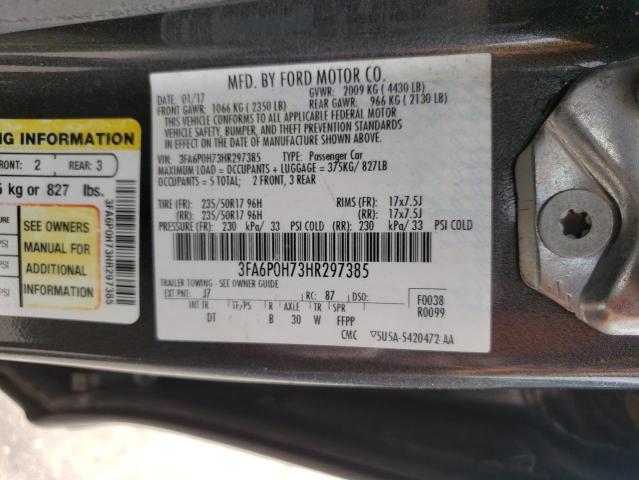 Photo 10 from auction – 2017 FORD FUSION SE with VIN 3FA6P0H73HR297385