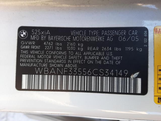 Photo 10 from auction – 2006 BMW 525 XI with VIN WBANF33556CS34149