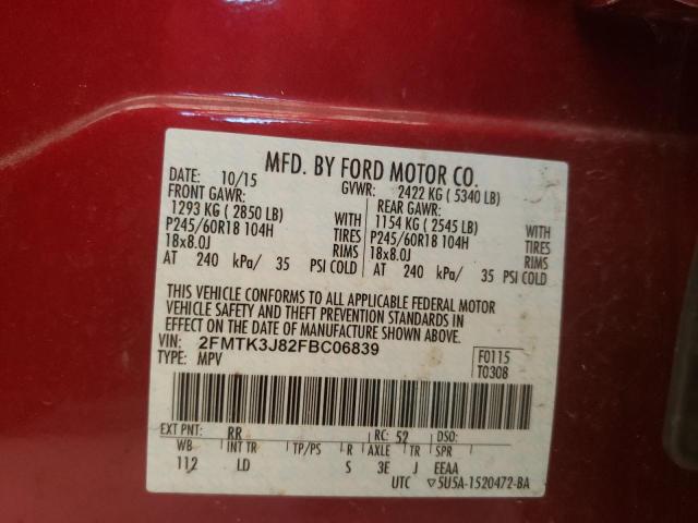 Photo 10 from auction – 2015 FORD EDGE SEL with VIN 2FMTK3J82FBC06839