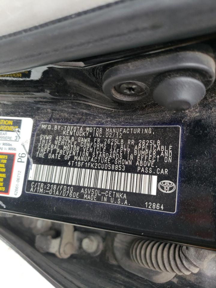 صورة رقم 10 من المزاد - 2012 TOYOTA CAMRY BASE مع VIN 4T1BF1FK2CU058853