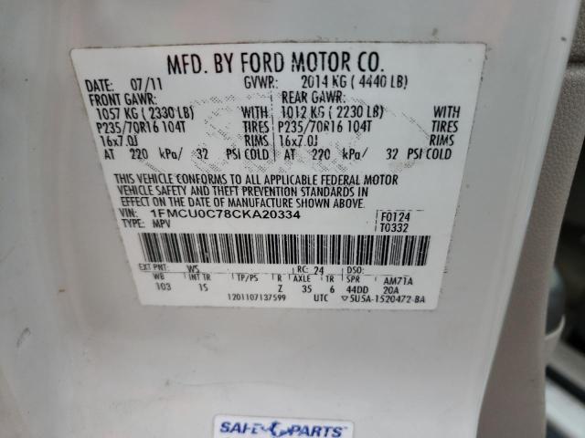 Photo 10 from auction – 2012 FORD ESCAPE XLS with VIN 1FMCU0C78CKA20334