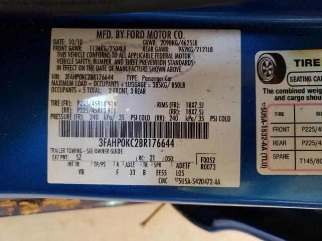 Photo 10 from auction – 2011 FORD FUSION SPO with VIN 3FAHP0KC2BR176644