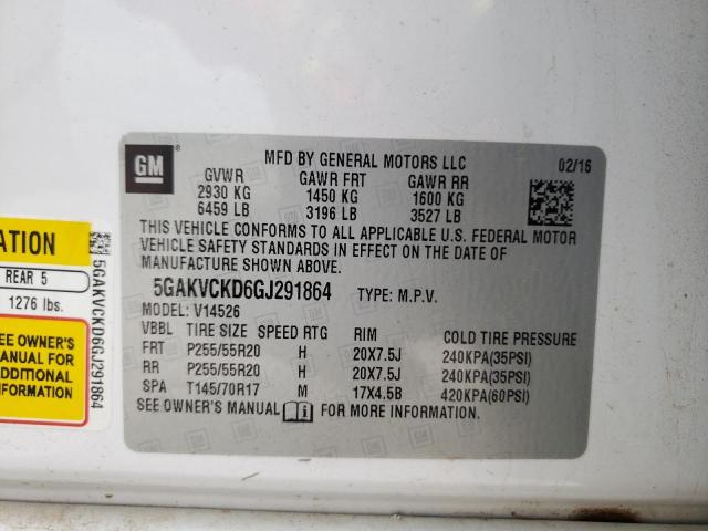 Photo 10 from auction – 2016 BUICK ENCLAVE with VIN 5GAKVCKD6GJ291864