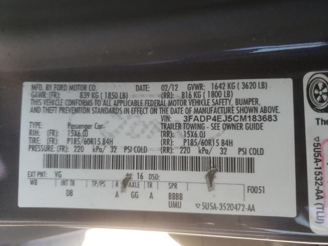 Photo 10 from auction – 2012 FORD FIESTA SE with VIN 3FADP4EJ5CM183683