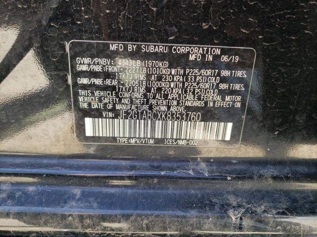 Photo 10 from auction – 2019 SUBARU CROSSTREK with VIN JF2GTABCXK8353760