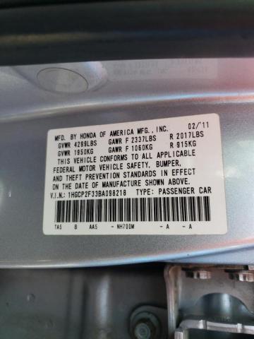 Photo 10 from auction – 2011 HONDA ACCORD LX with VIN 1HGCP2F33BA098218